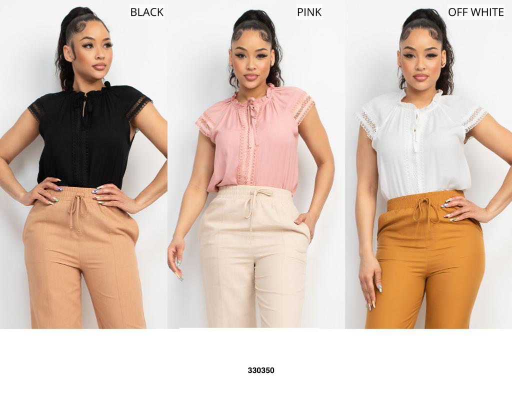 Blusa woven son mangas cuello cerrado botones enfrente