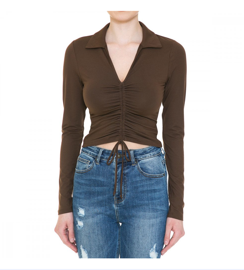 Blusa manga larga cuello v 2025