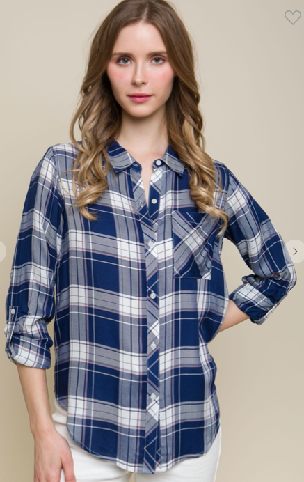 Blusa manga larga con estampado cuello elegante