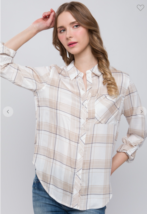 Blusa manga larga con estampado cuello elegante