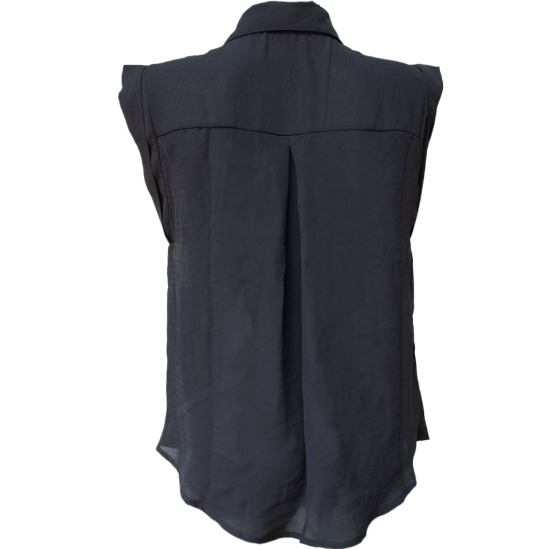 Blusa sin Mangas de Mujer con Cuello Camisero