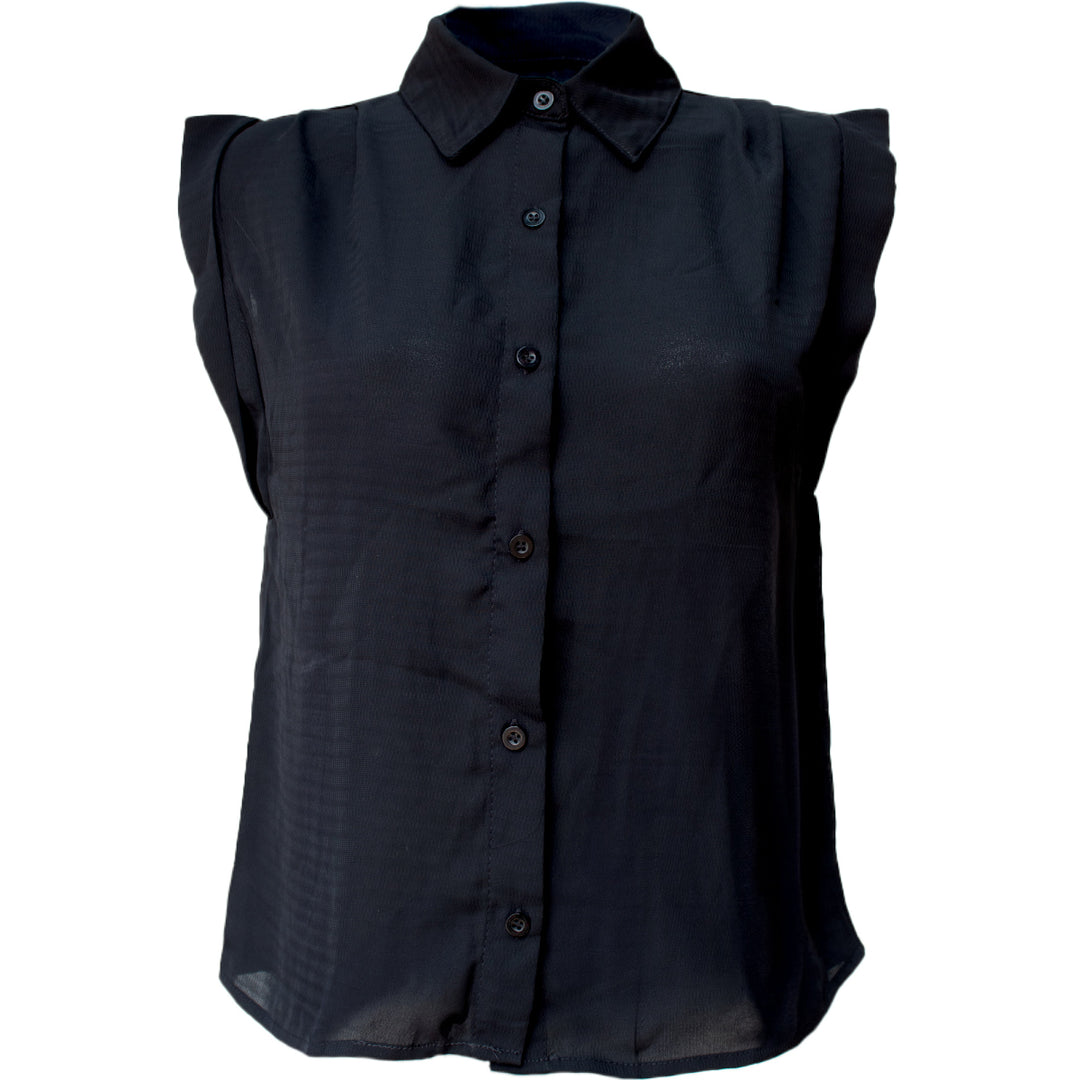 Blusa sin Mangas de Mujer con Cuello Camisero