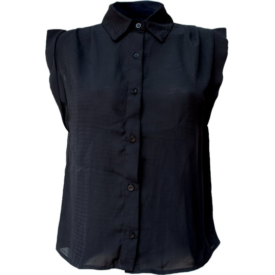 Blusa sin Mangas de Mujer con Cuello Camisero