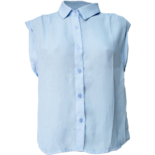 Blusa sin Mangas de Mujer con Cuello Camisero