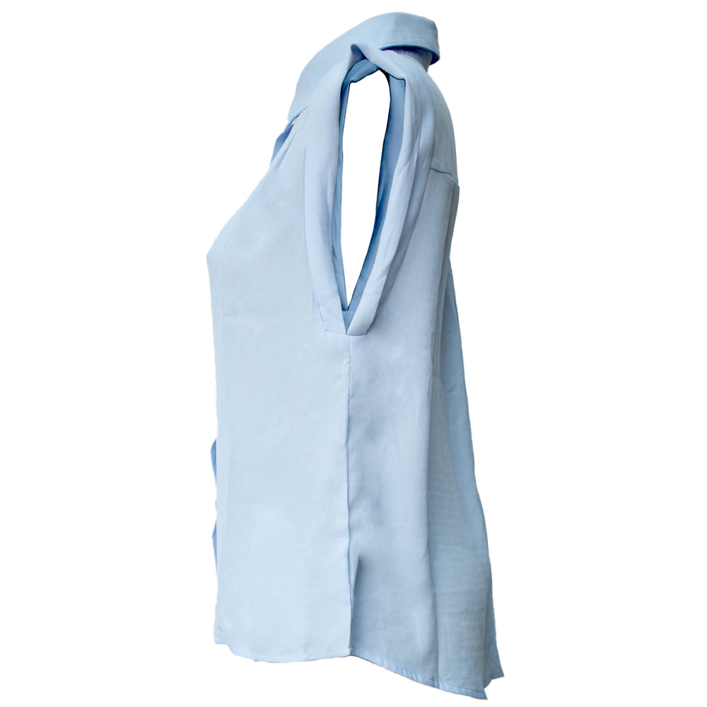 Blusa sin Mangas de Mujer con Cuello Camisero