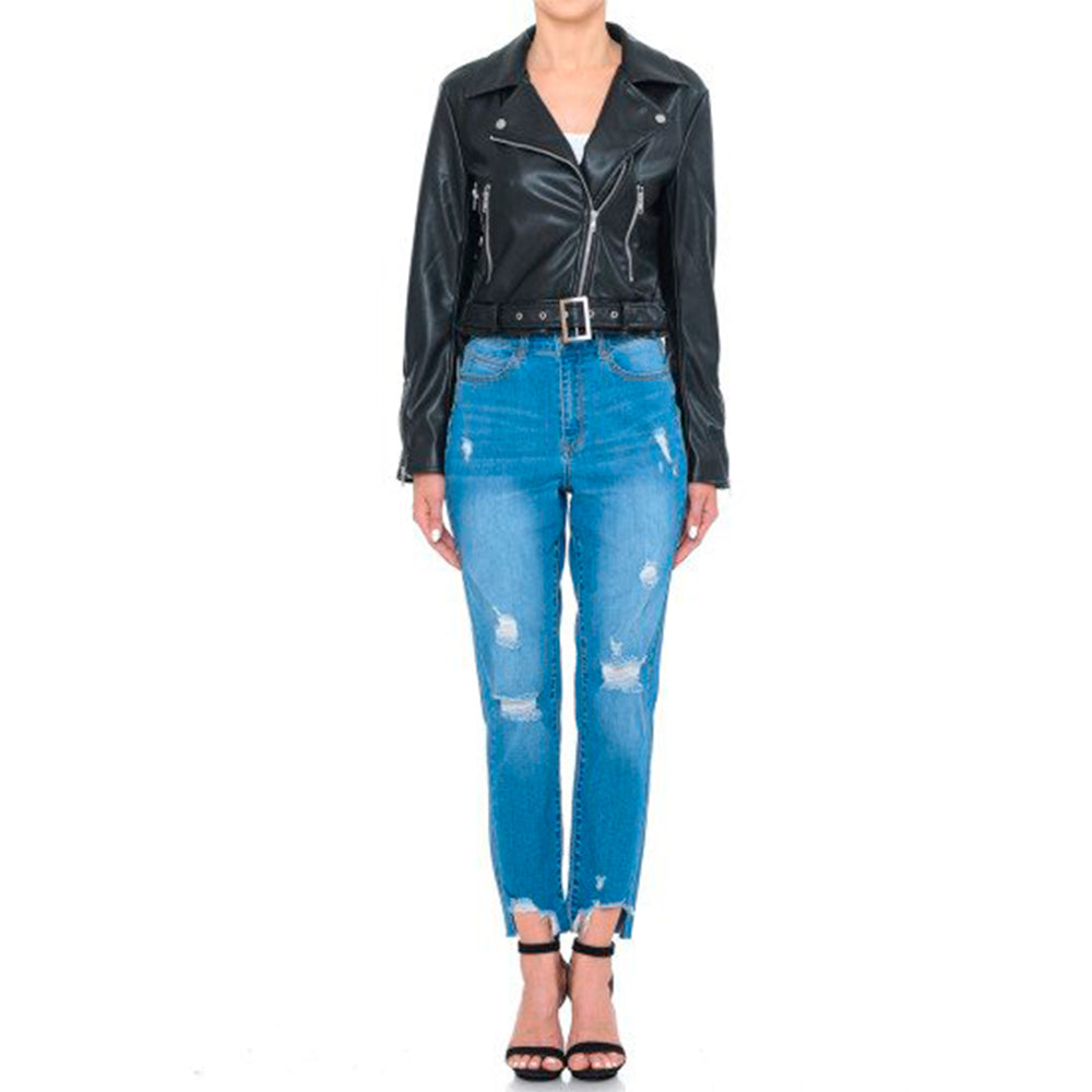 Chamarra de Moda Estilo Biker para Mujer