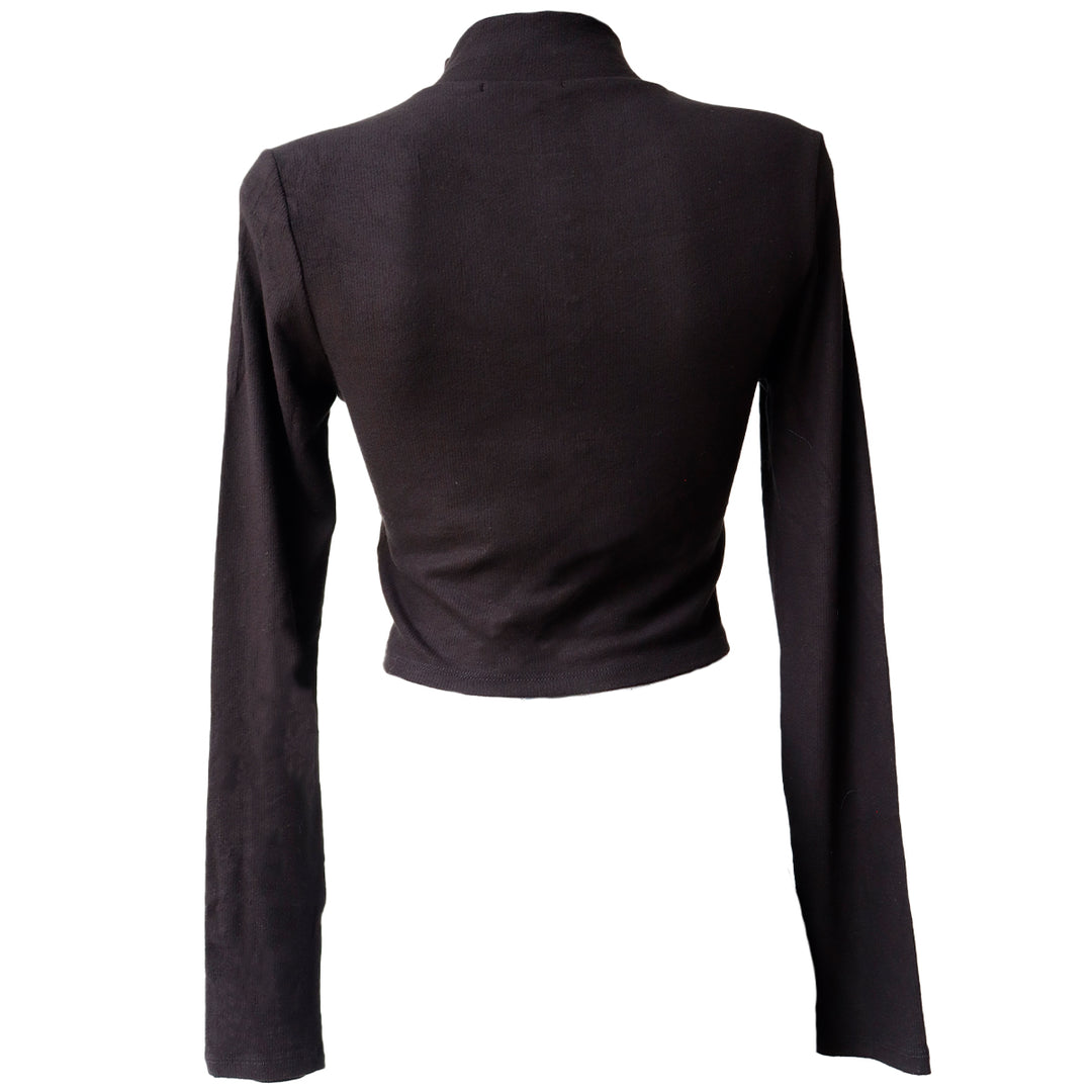 Blusa Crop Top Manga Larga con Cuello Alto