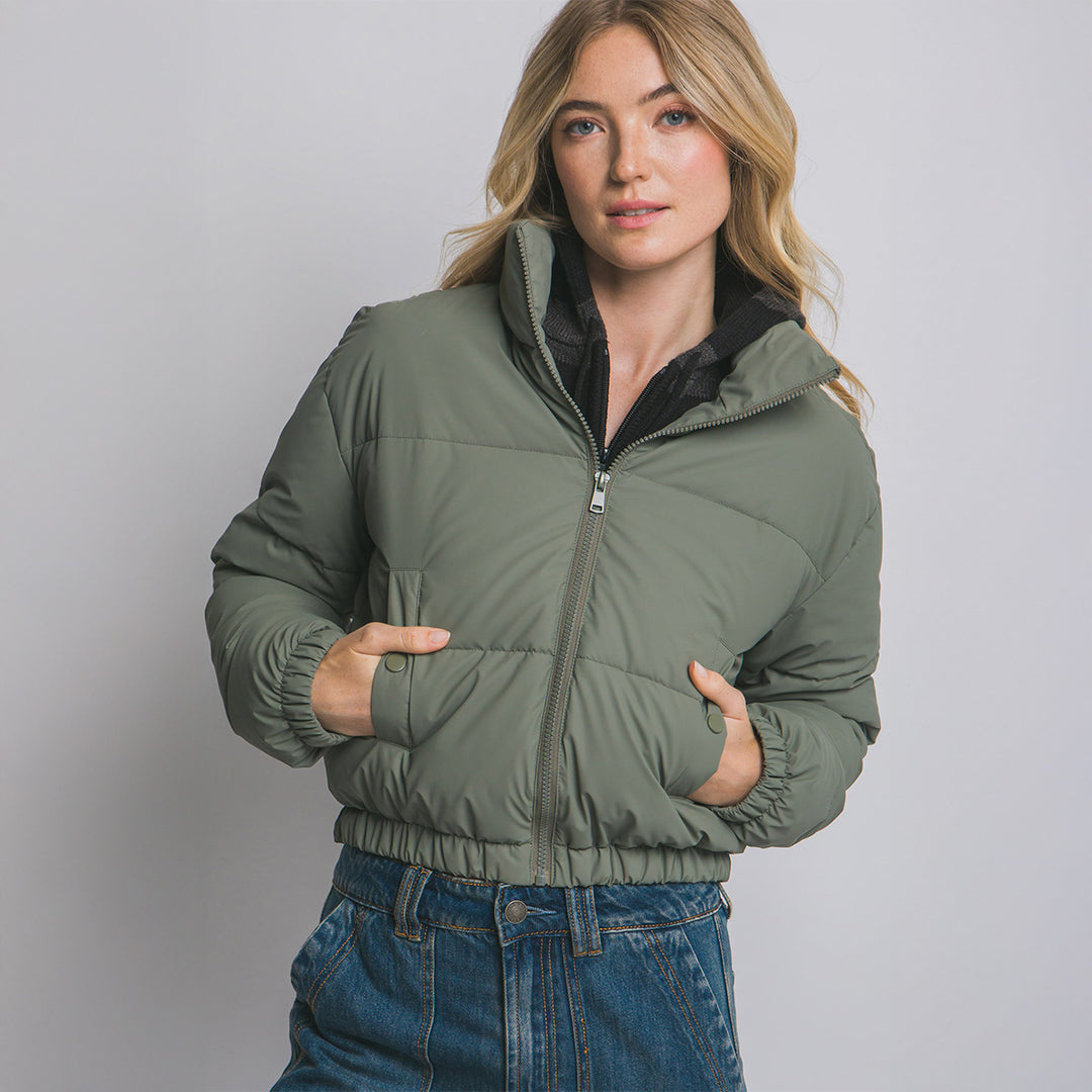 Chaqueta Acolchada Crop para Mujer