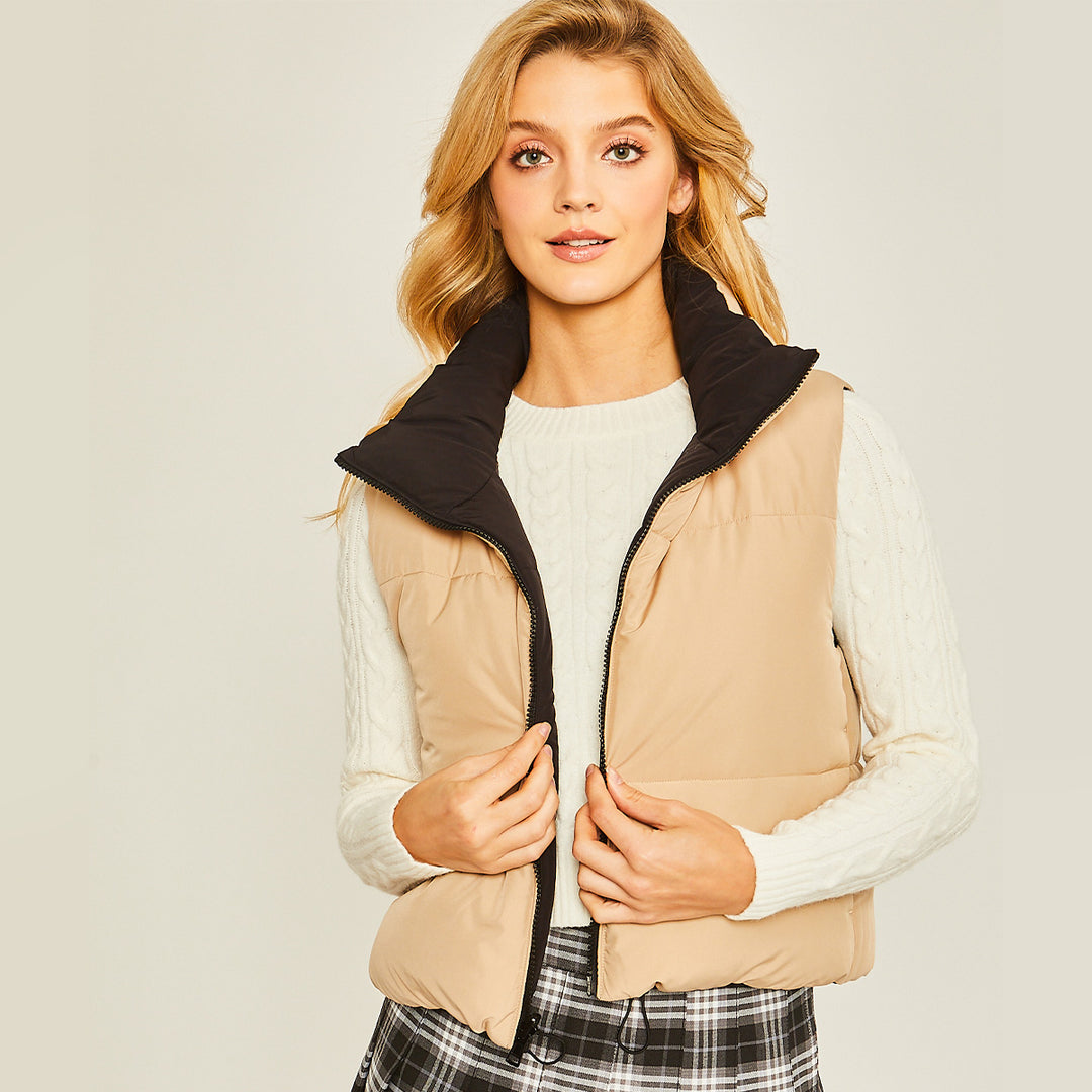 Chaleco Acolchado Reversible con Bolsillos