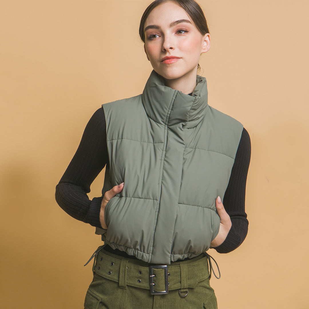 Chaleco Acolchado con Ajuste en Cintura