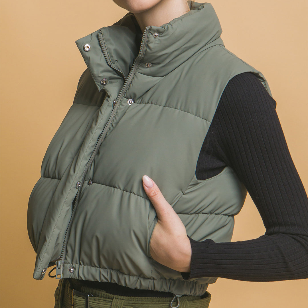 Chaleco Acolchado con Ajuste en Cintura