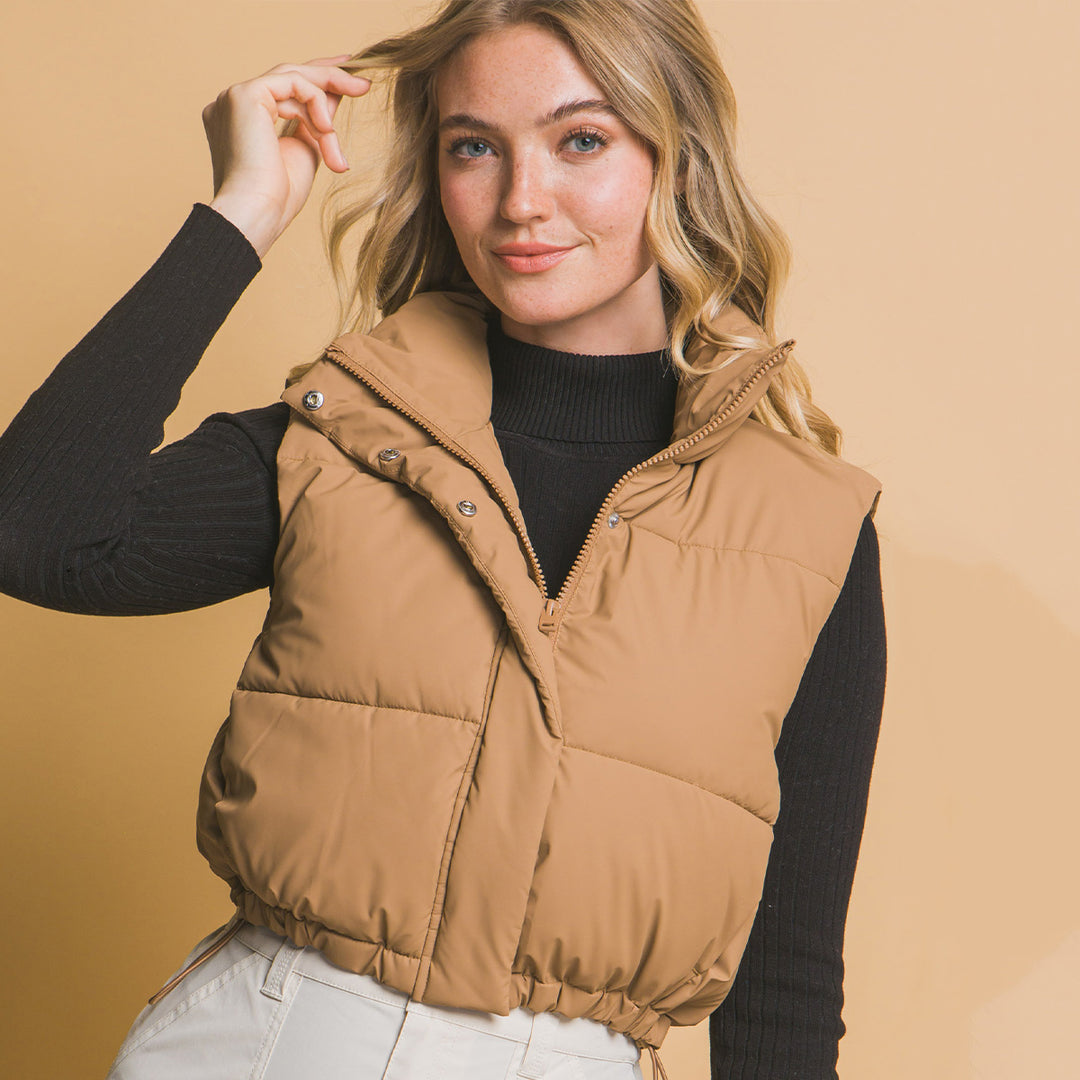 Chaleco Acolchado con Ajuste en Cintura