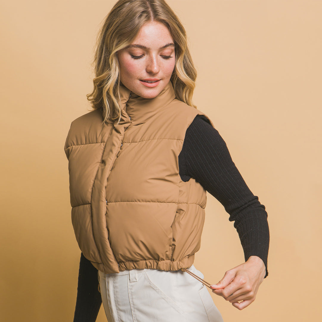 Chaleco Acolchado con Ajuste en Cintura