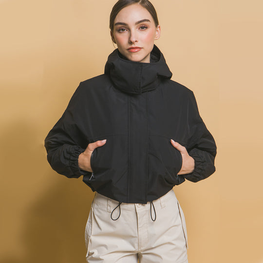 Chaqueta con Capucha, Botones a Presión y Bolsillos