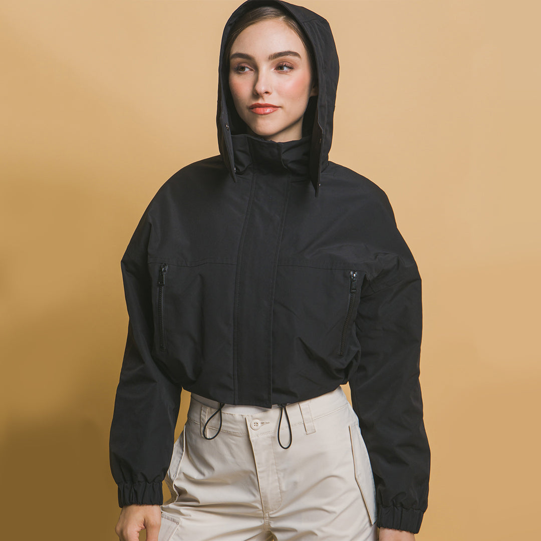 Chaqueta con Capucha, Botones a Presión y Bolsillos