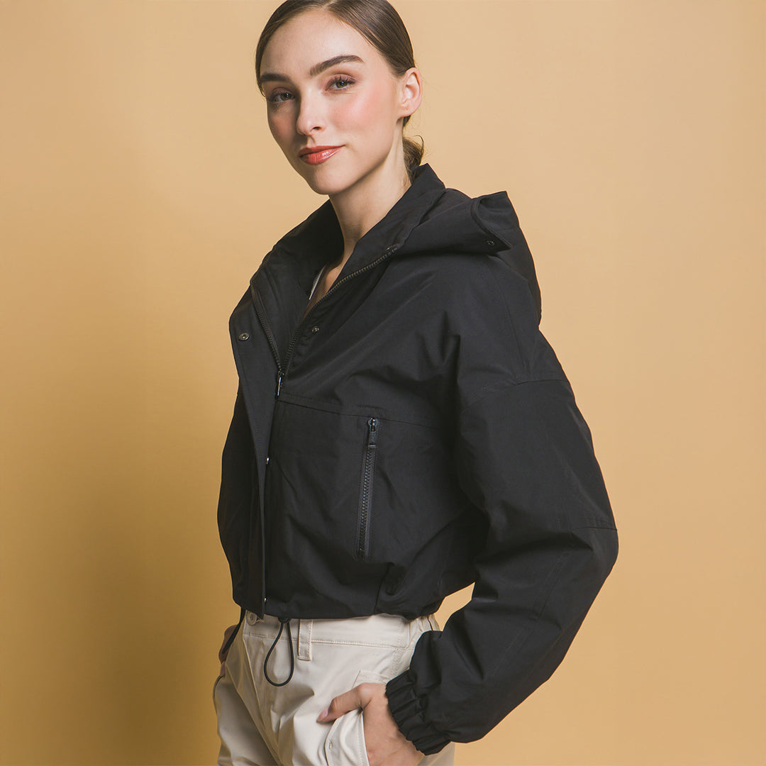 Chaqueta con Capucha, Botones a Presión y Bolsillos