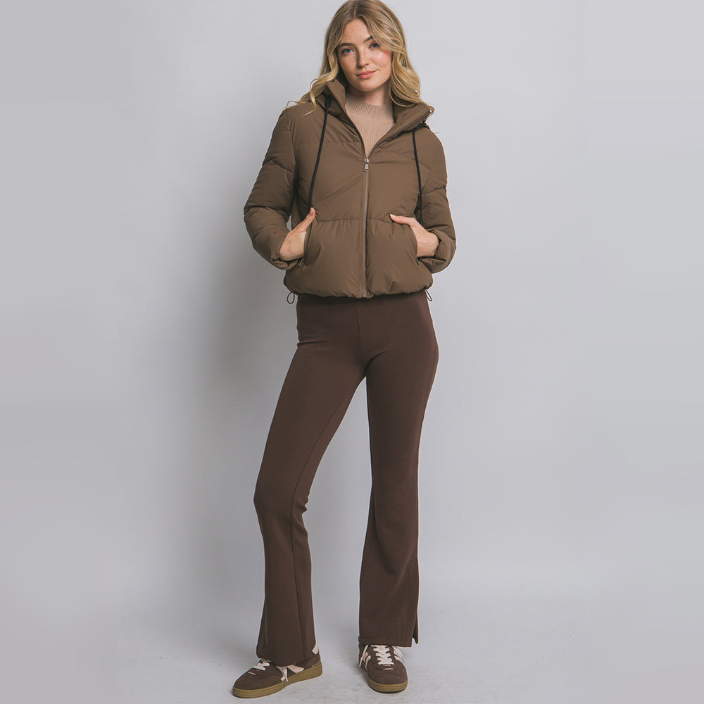 Chamarra Acolchada Con Capucha Ajustable Para Mujer