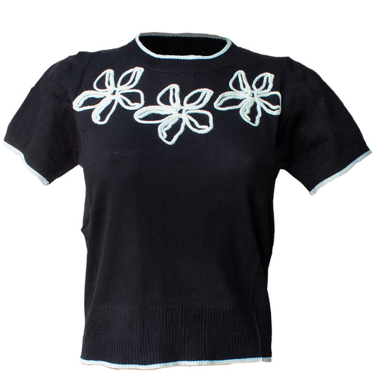 Blusa de Punto -con Flores Bordadas