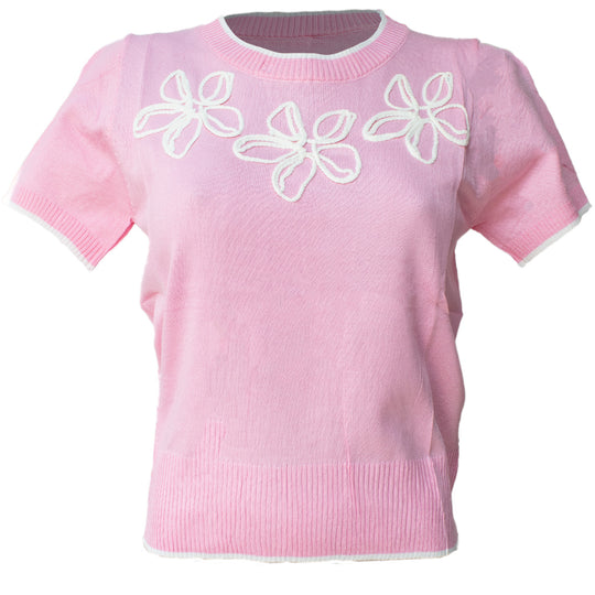 Blusa de Punto -con Flores Bordadas