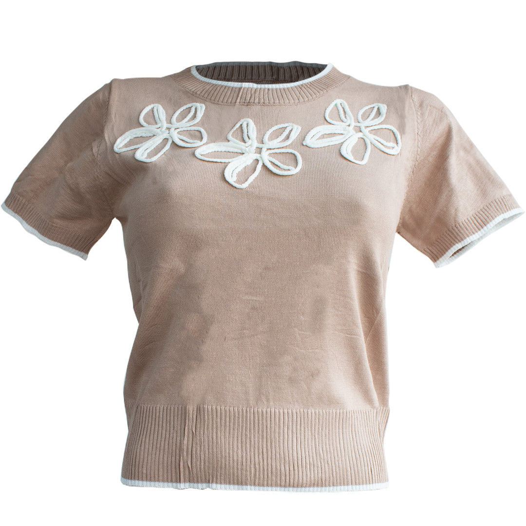 Blusa de Punto -con Flores Bordadas