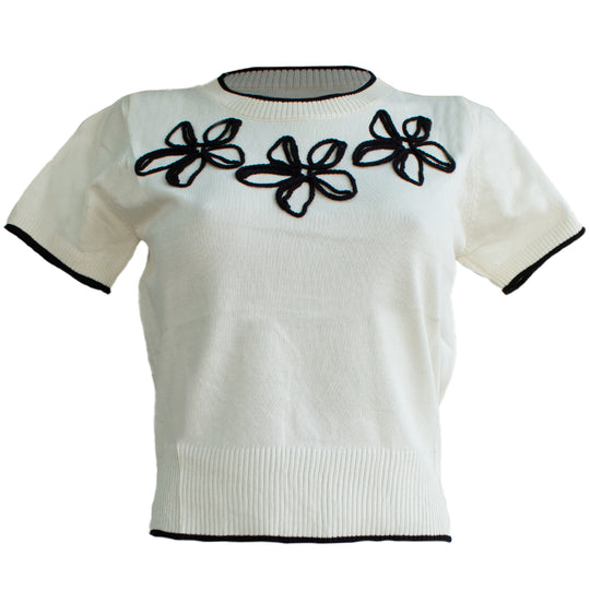 Blusa de Punto -con Flores Bordadas