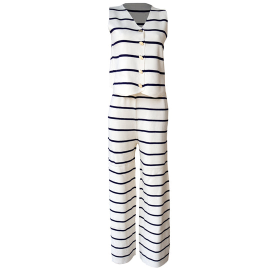 Conjunto de Pantalón y Blusa de Rayas Sin Mangas
