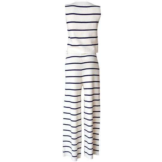 Conjunto de Pantalón y Blusa de Rayas Sin Mangas