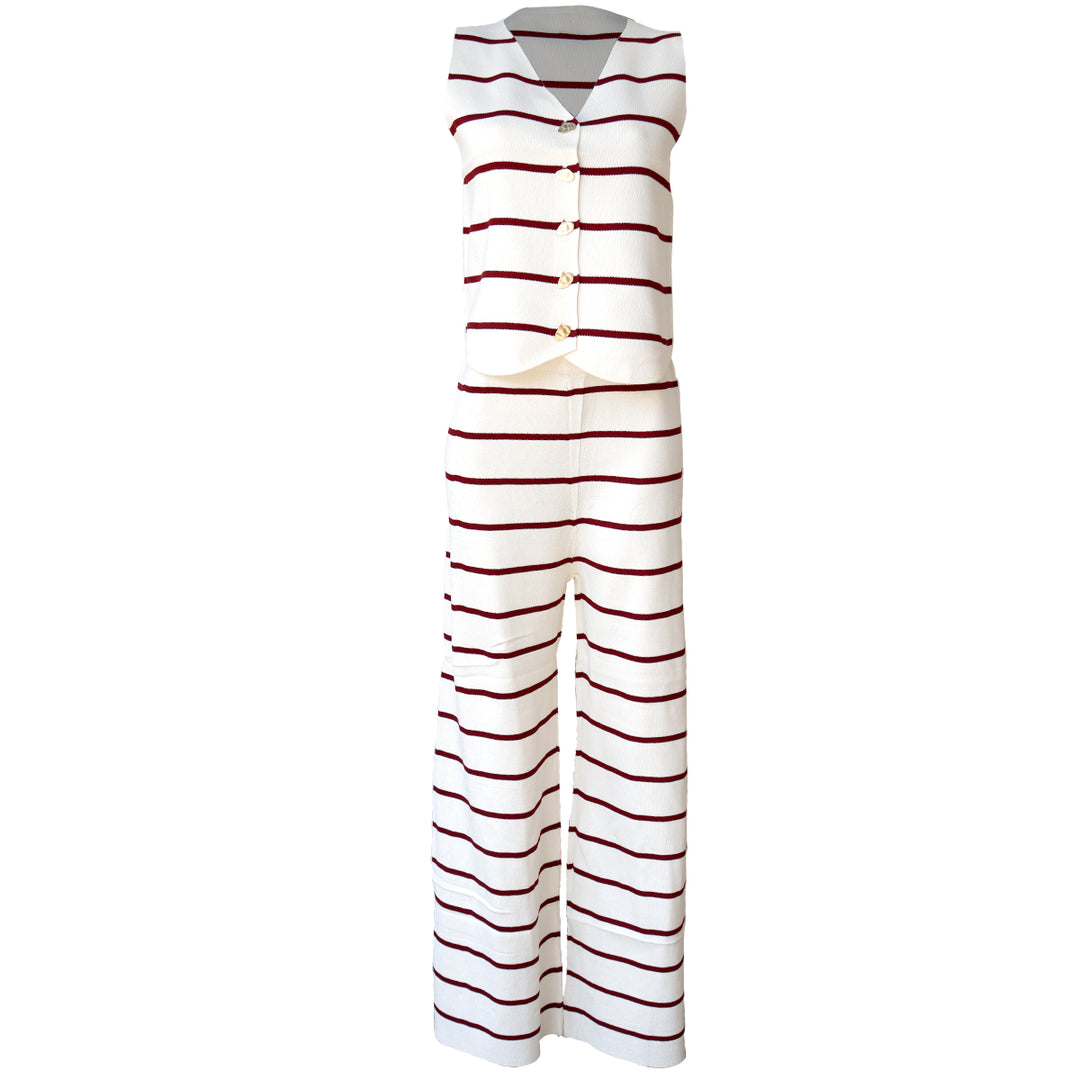 Conjunto de Pantalón y Blusa de Rayas Sin Mangas
