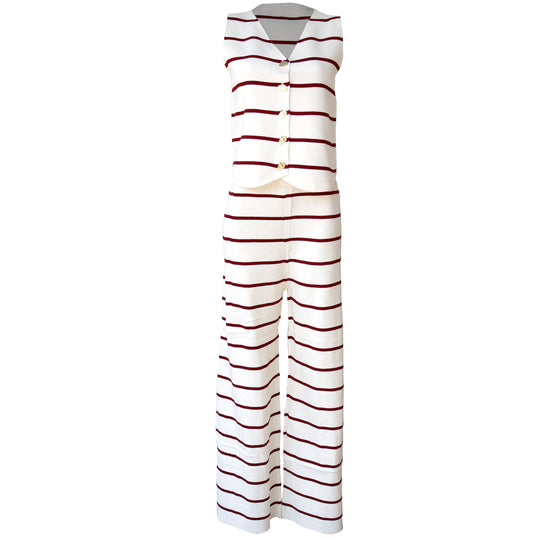 Conjunto de Pantalón y Blusa de Rayas Sin Mangas