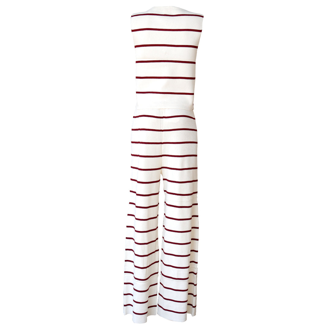 Conjunto de Pantalón y Blusa de Rayas Sin Mangas