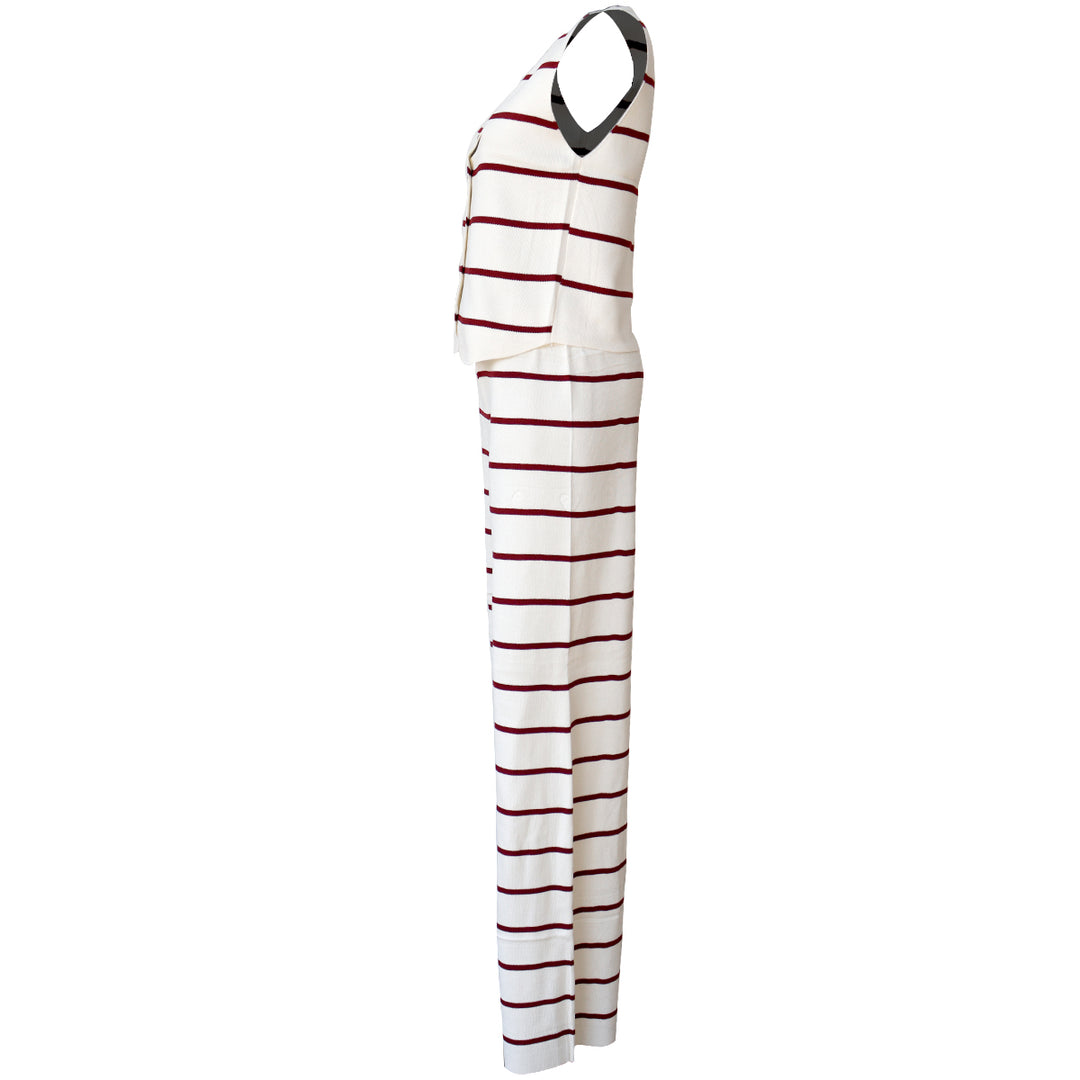 Conjunto de Pantalón y Blusa de Rayas Sin Mangas