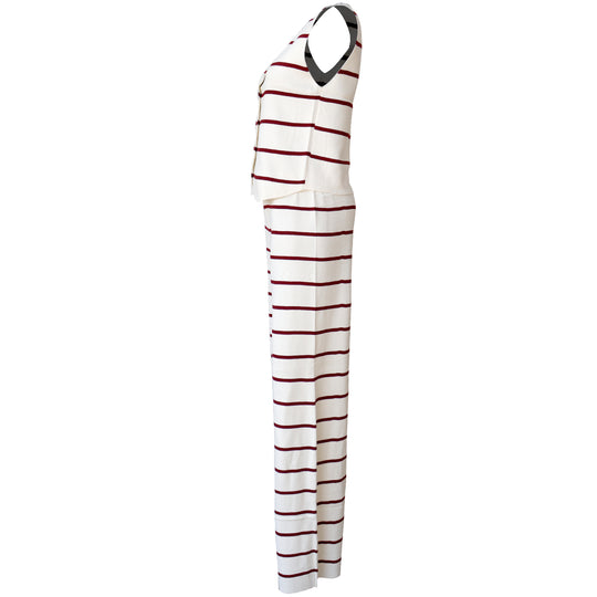 Conjunto de Pantalón y Blusa de Rayas Sin Mangas