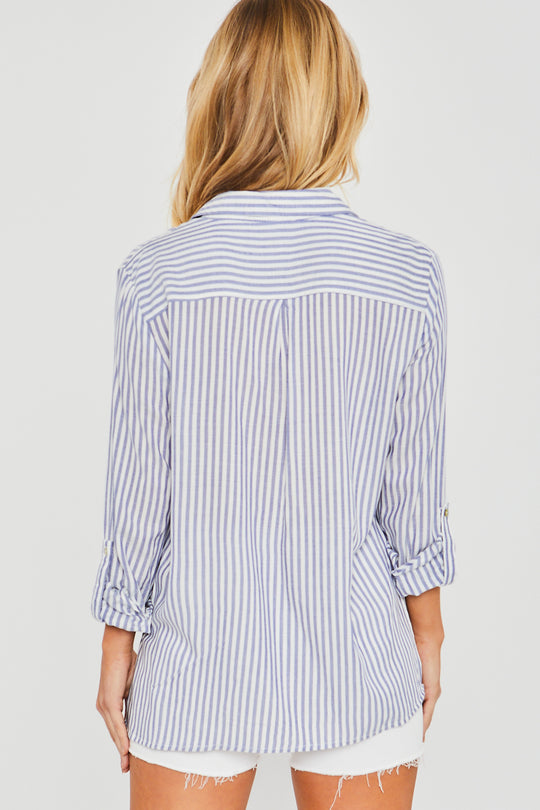 Blusa de Lino a Rayas – Estilo Oversize Relajado Para Mujer