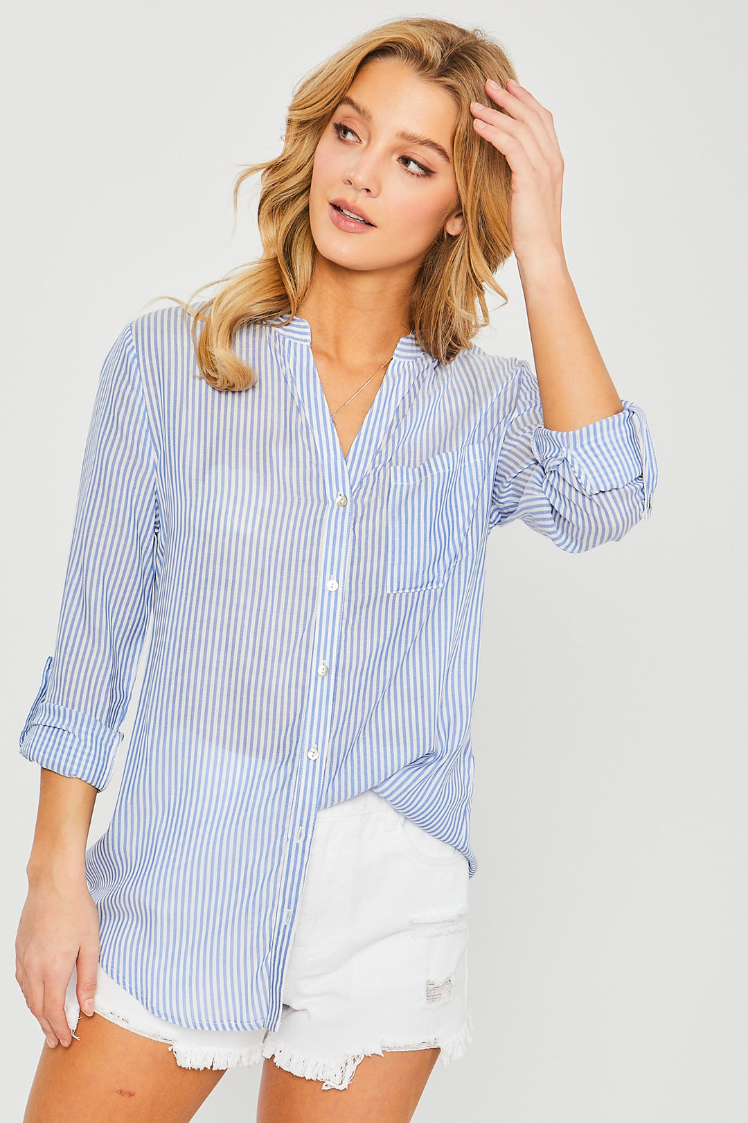 Camisa manga 3/4 oversize primavera para mujer