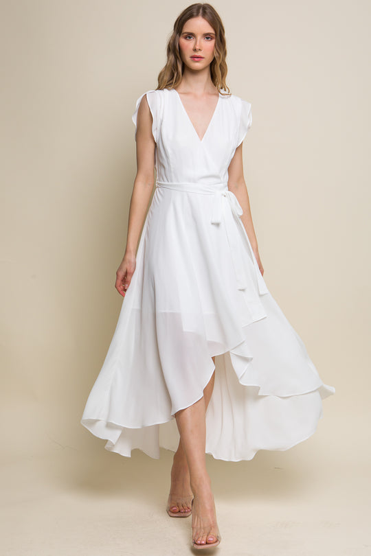 Maxi Dress Largo Escote V Lino Para Mujer