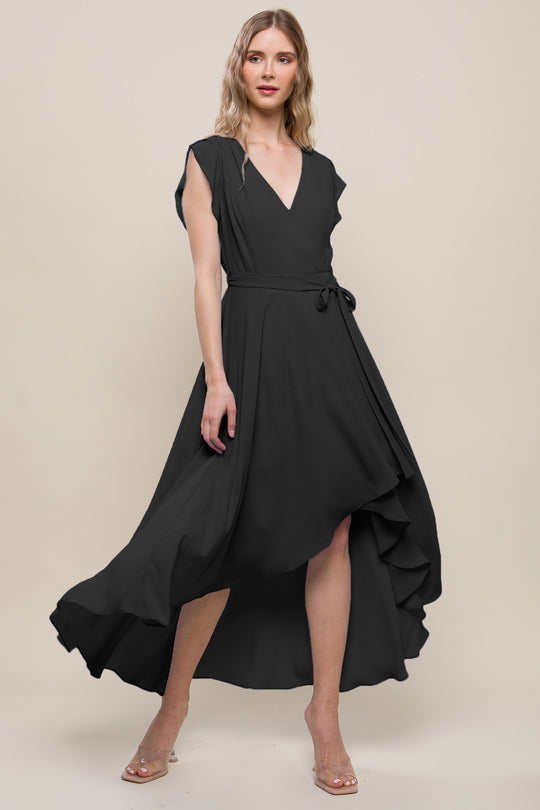 Maxi Dress Largo Escote V Lino Para Mujer