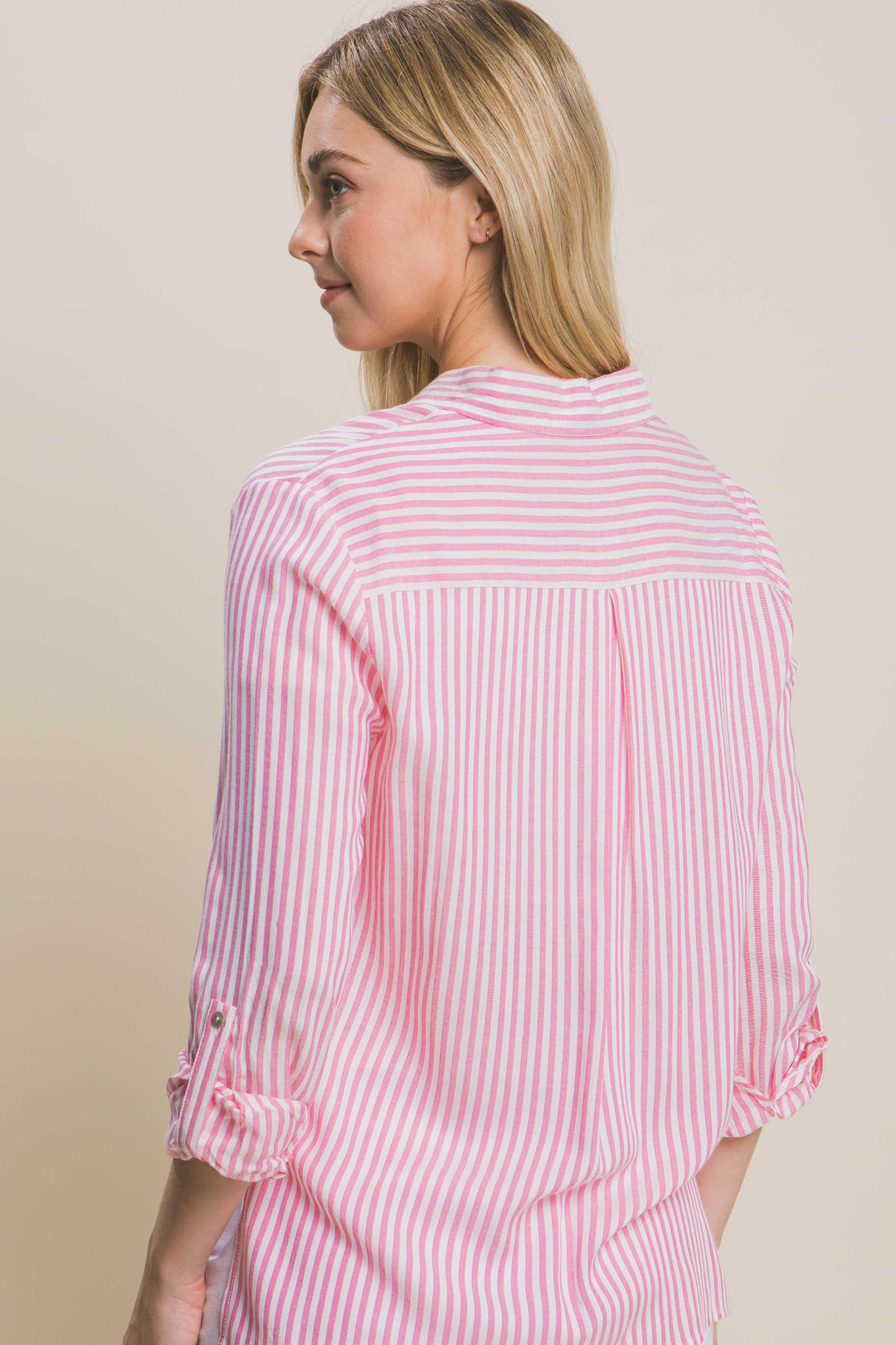 Blusa de Lino a Rayas – Estilo Oversize Relajado Para Mujer