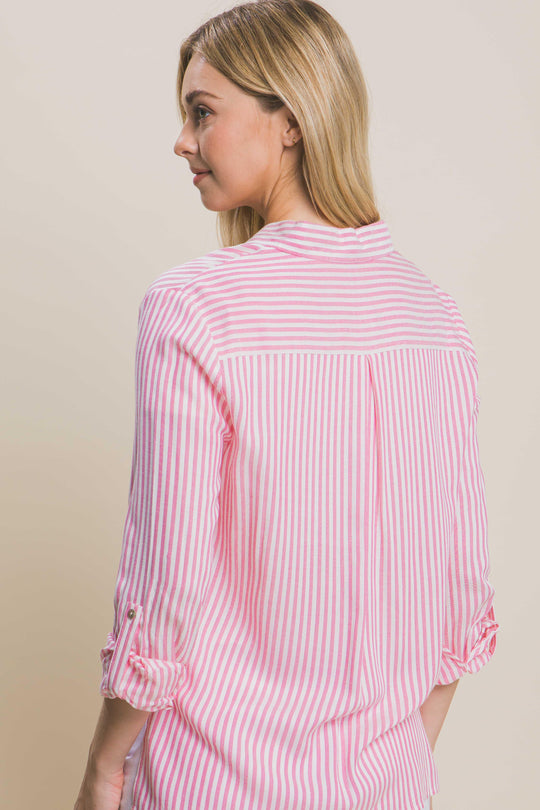 Blusa de Lino a Rayas – Estilo Oversize Relajado Para Mujer