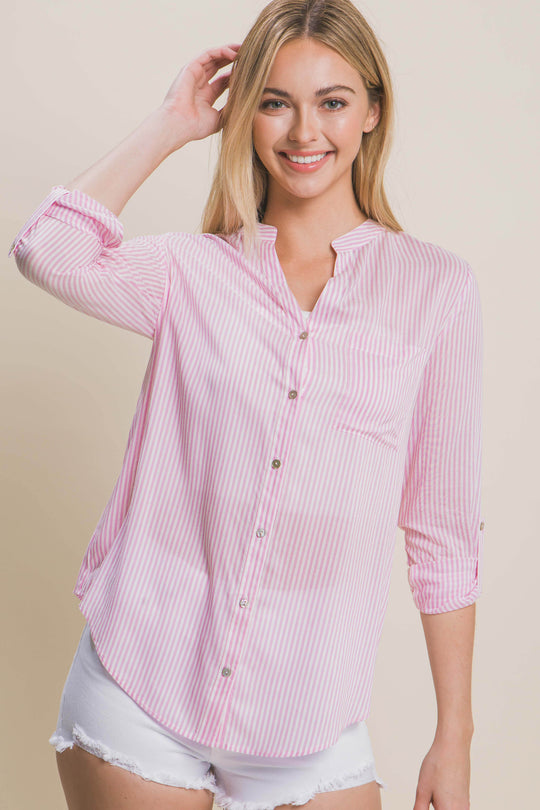 Camisa manga 3/4 oversize primavera para mujer