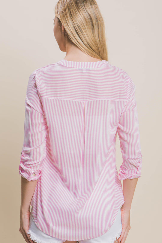 Camisa manga 3/4 oversize primavera para mujer