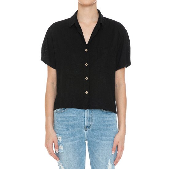 Camisa Corta Manga Corta Cuello en V