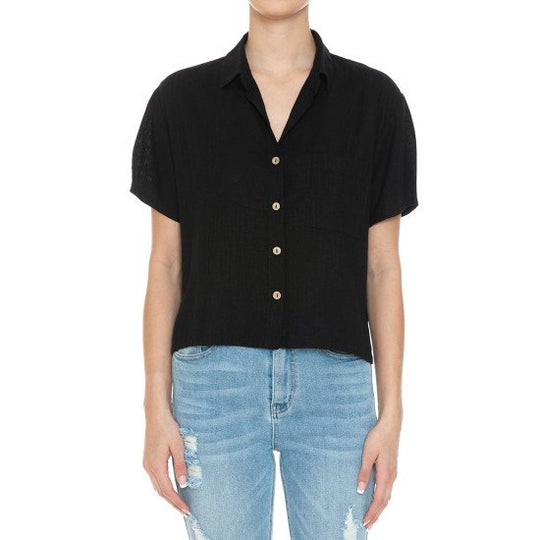 Camisa Corta Manga Corta Cuello en V