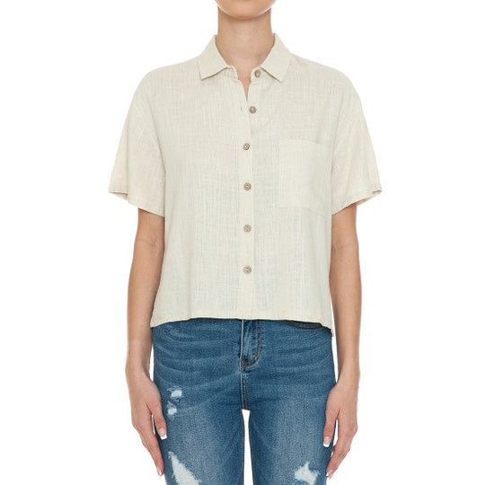 Camisa Corta Manga Corta Cuello en V