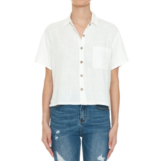 Camisa Corta Manga Corta Cuello en V