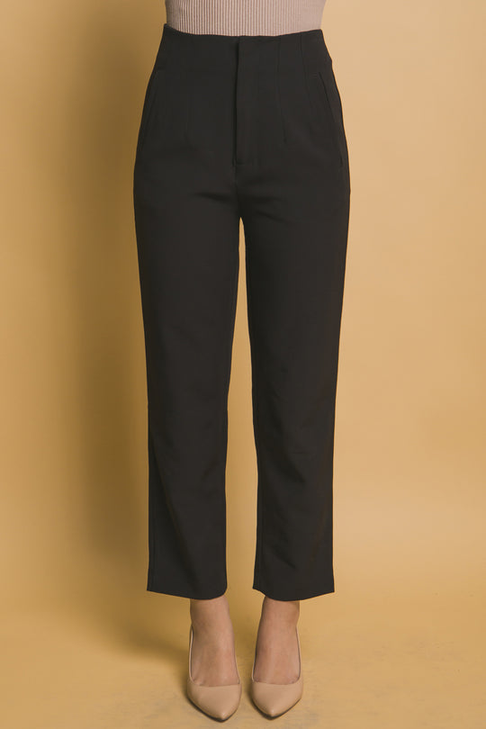 Pantalón Minimalista de Tiro Alto en Tono Moca