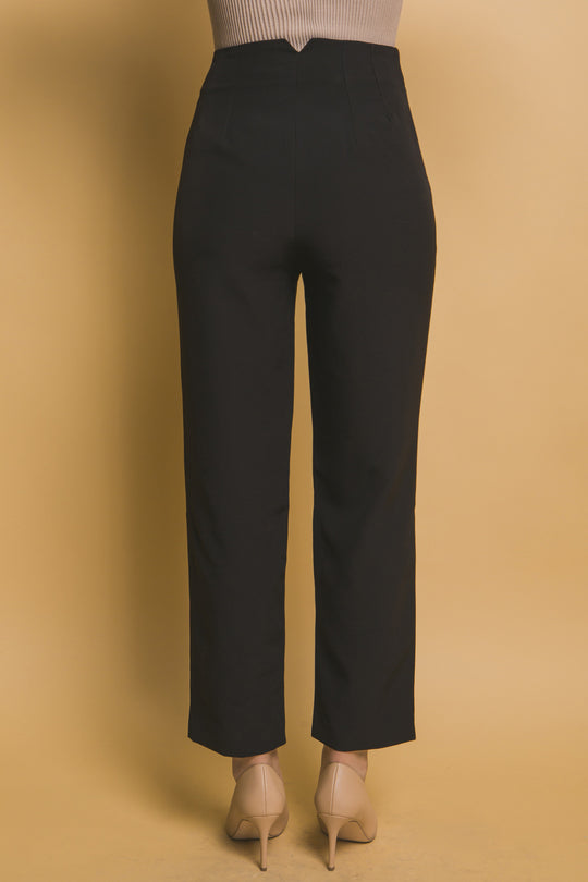 Pantalón Minimalista de Tiro Alto en Tono Moca