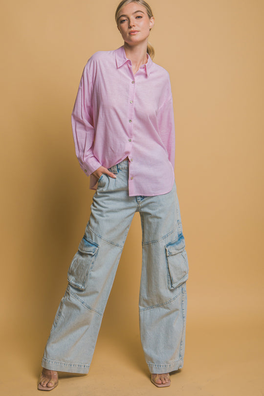 Camisa Overzise Sin Bolsillos