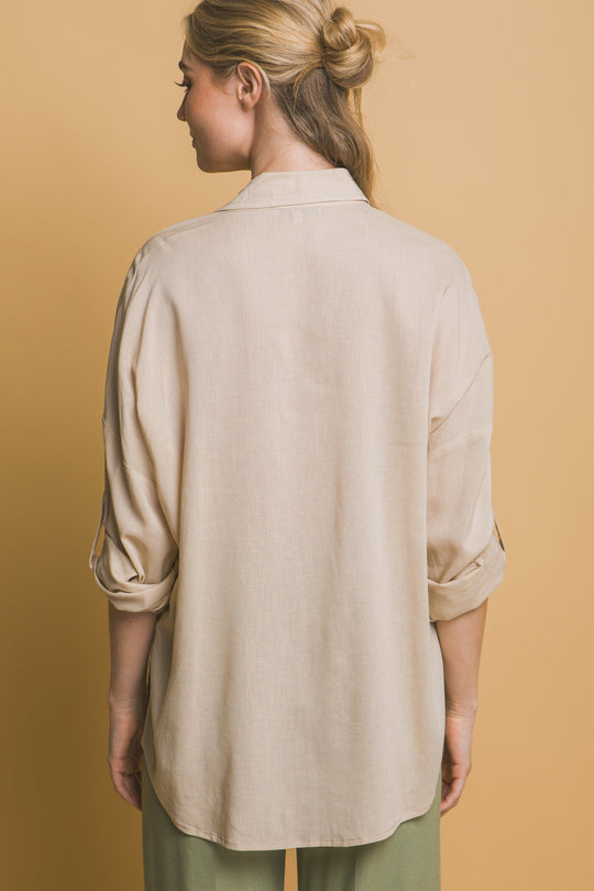 Blusa Overzise Con Bolsillos en Frente