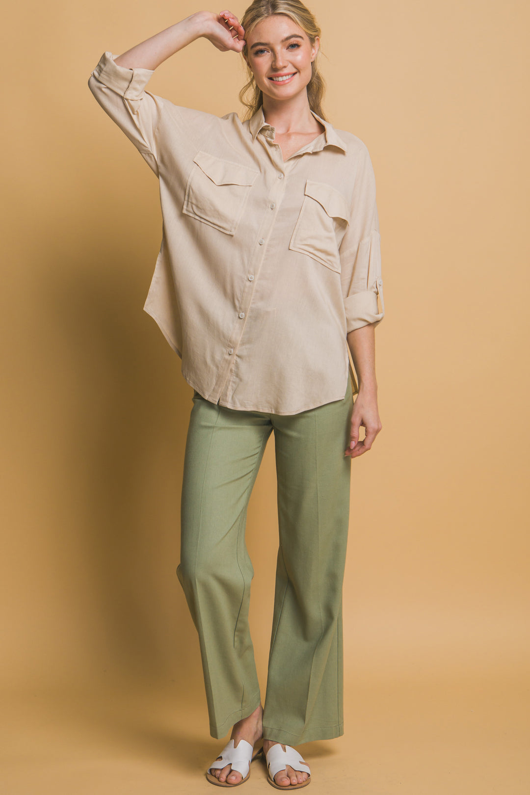Blusa Overzise Con Bolsillos en Frente