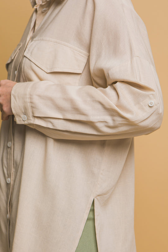 Blusa Overzise Con Bolsillos en Frente